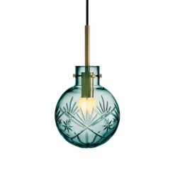 HADELAND GLASSVERK Taklamper|Krystallkuler-KRYSTALLKULE TAKLAMPE FINN BLÅGRØNN 160MM Blågrønn