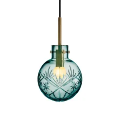 HADELAND GLASSVERK Taklamper|Krystallkuler-KRYSTALLKULE TAKLAMPE FINN BLÅGRØNN 160MM Blågrønn