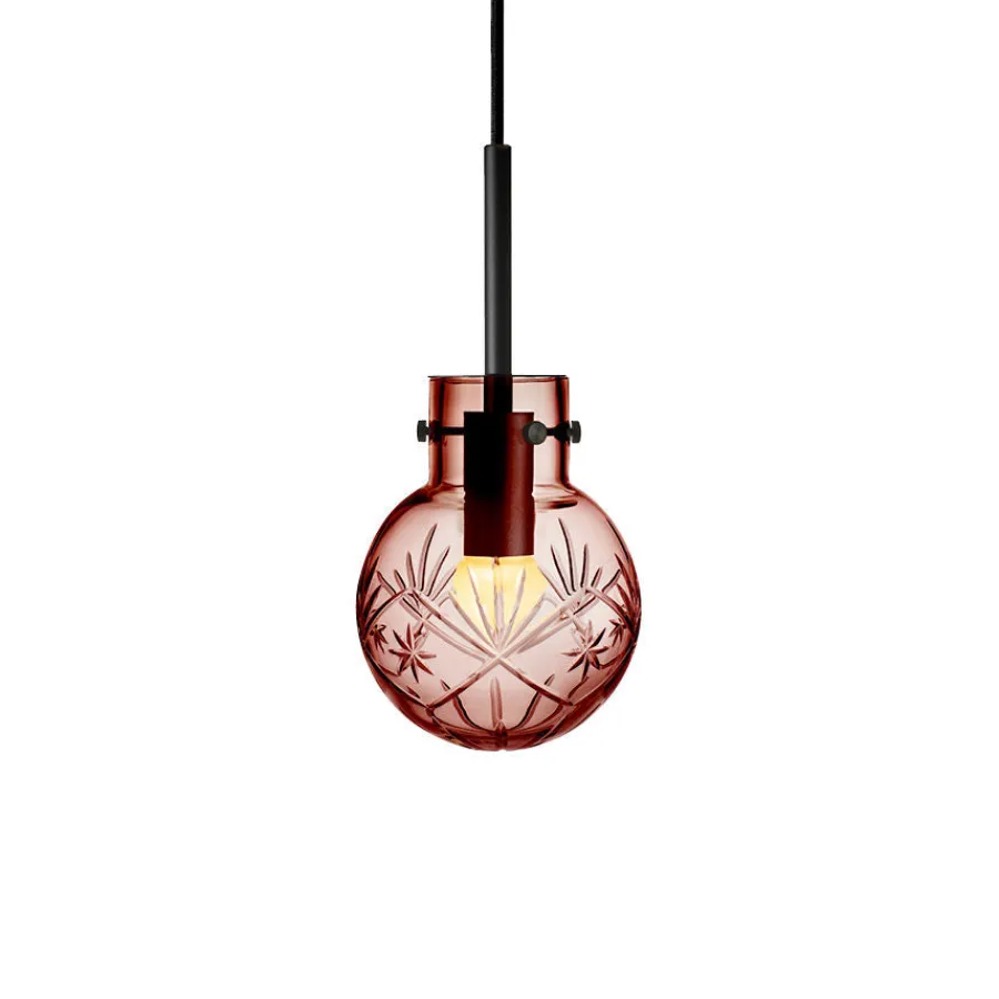 HADELAND GLASSVERK Taklamper|Krystallkuler-KRYSTALLKULE TAKLAMPE FINN MORGENRØD 120MM Morgenrød
