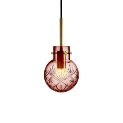 HADELAND GLASSVERK Taklamper|Krystallkuler-KRYSTALLKULE TAKLAMPE FINN MORGENRØD 120MM Morgenrød