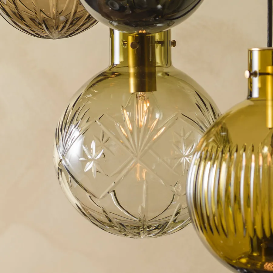 HADELAND GLASSVERK Taklamper|Krystallkuler-KRYSTALLKULE TAKLAMPE FINN 160MM Oliven