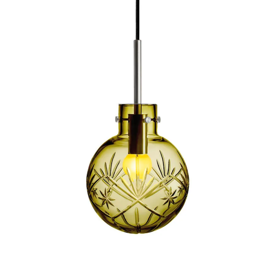 HADELAND GLASSVERK Taklamper|Krystallkuler-KRYSTALLKULE TAKLAMPE FINN 160MM Oliven