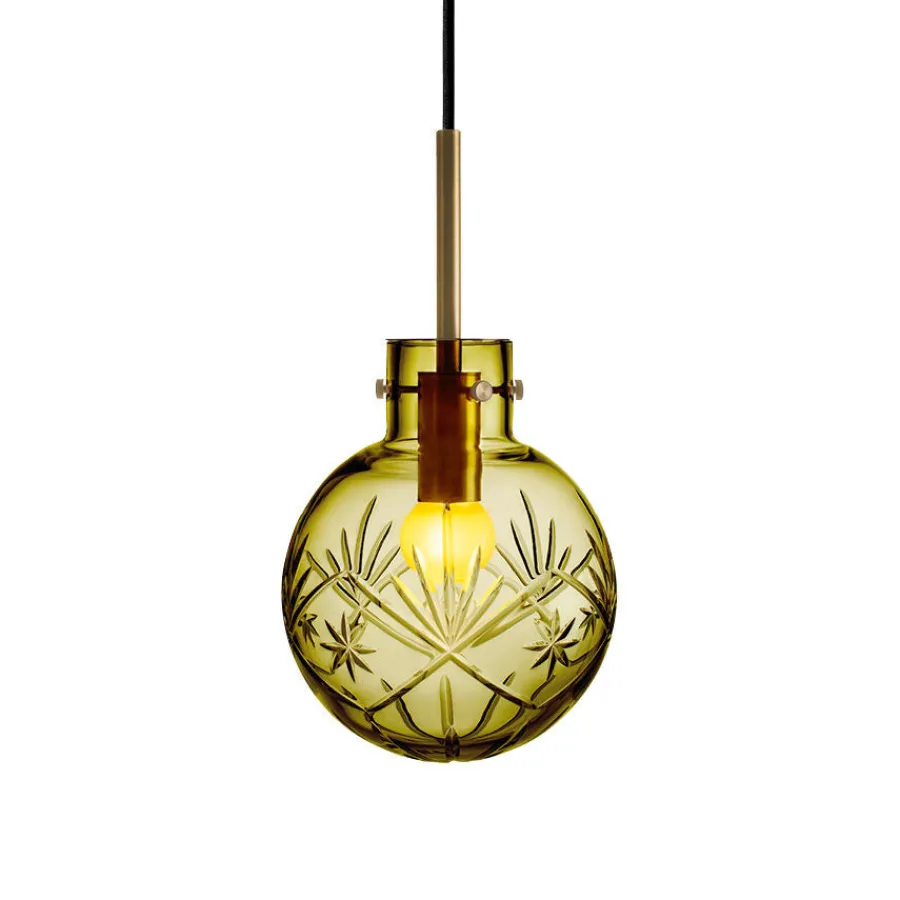 HADELAND GLASSVERK Taklamper|Krystallkuler-KRYSTALLKULE TAKLAMPE FINN 160MM Oliven