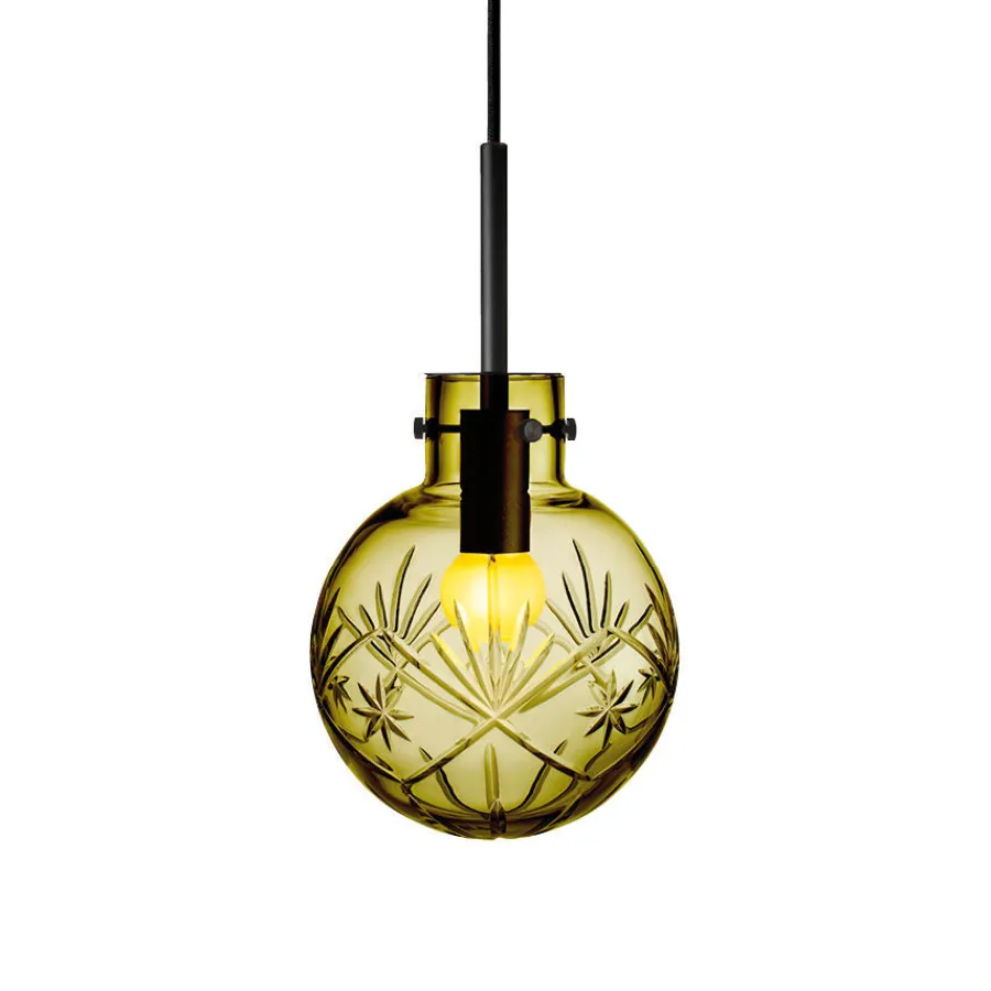 HADELAND GLASSVERK Taklamper|Krystallkuler-KRYSTALLKULE TAKLAMPE FINN 160MM Oliven