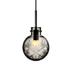HADELAND GLASSVERK Taklamper|Krystallkuler-KRYSTALLKULE TAKLAMPE FINN RØKGRÅ 160MM Røkgrå