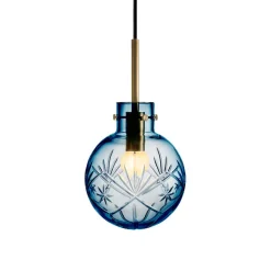 HADELAND GLASSVERK Taklamper|Krystallkuler-KRYSTALLKULE TAKLAMPE FINN STÅLBLÅ 160MM Stålblå