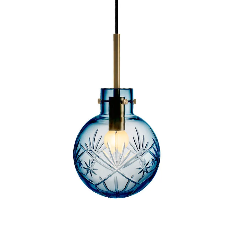 HADELAND GLASSVERK Taklamper|Krystallkuler-KRYSTALLKULE TAKLAMPE FINN STÅLBLÅ 160MM Stålblå