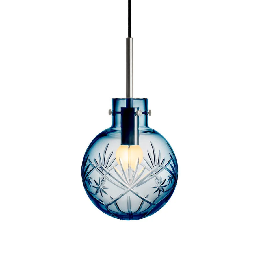 HADELAND GLASSVERK Taklamper|Krystallkuler-KRYSTALLKULE TAKLAMPE FINN STÅLBLÅ 160MM Stålblå