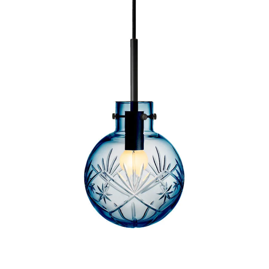 HADELAND GLASSVERK Taklamper|Krystallkuler-KRYSTALLKULE TAKLAMPE FINN STÅLBLÅ 160MM Stålblå