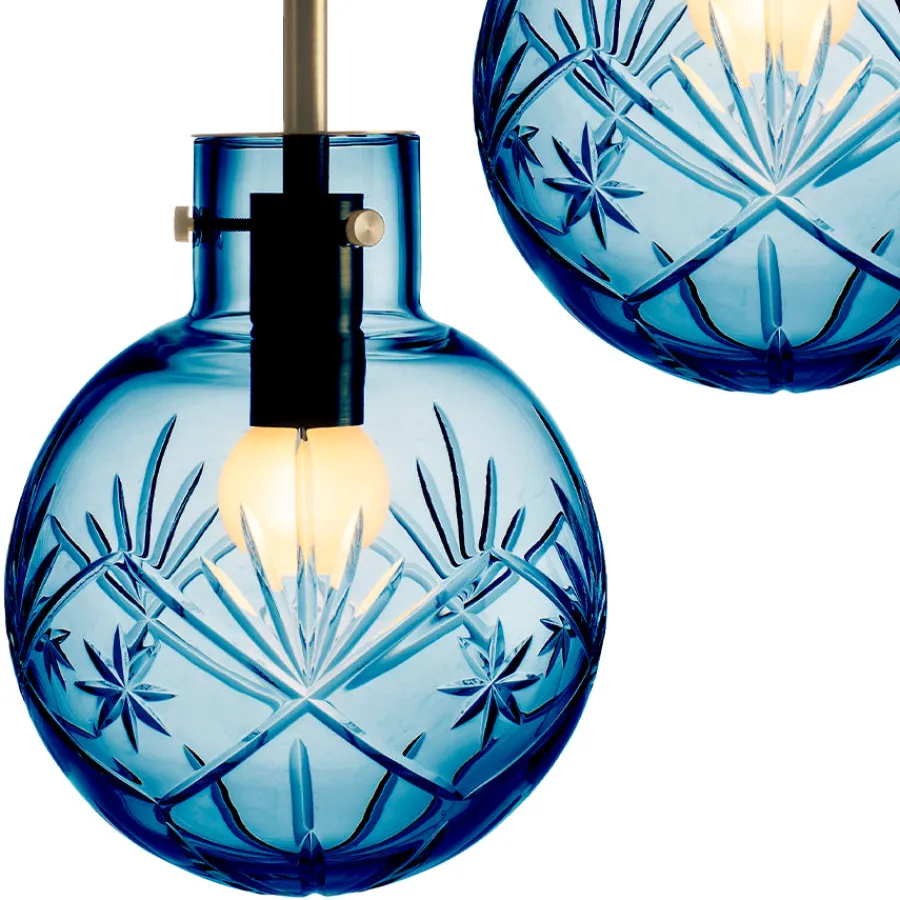 HADELAND GLASSVERK Taklamper|Krystallkuler-KRYSTALLKULE TAKLAMPE FINN STÅLBLÅ 120MM Stålblå