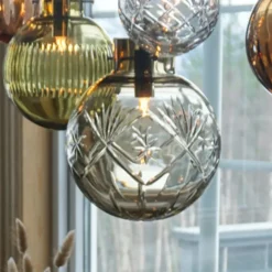 HADELAND GLASSVERK AS Taklamper|Krystallkuler-KRYSTALLKULE TAKLAMPE FINN STÅLBLÅ 200MM Stålblå