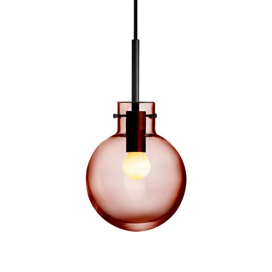 HADELAND GLASSVERK Taklamper|Krystallkuler-KRYSTALLKULE TAKLAMPE GLATT MORGENRØD 160MM Morgenrød