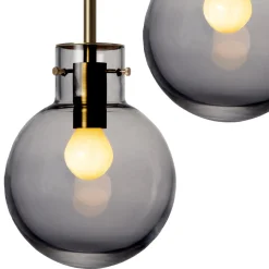HADELAND GLASSVERK Taklamper|Krystallkuler-KRYSTALLKULE TAKLAMPE GLATT RØKGRÅ 120MM Røkgrå