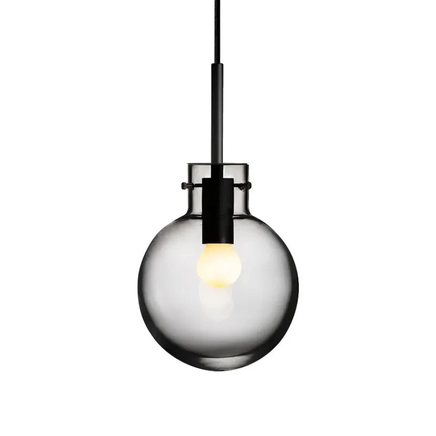 HADELAND GLASSVERK Taklamper|Krystallkuler-KRYSTALLKULE TAKLAMPE GLATT RØKGRÅ 160MM Røkgrå