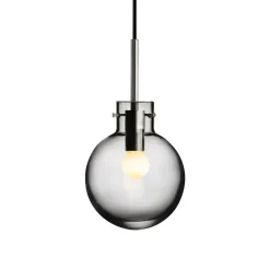 HADELAND GLASSVERK Taklamper|Krystallkuler-KRYSTALLKULE TAKLAMPE GLATT RØKGRÅ 160MM Røkgrå