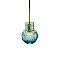 HADELAND GLASSVERK Taklamper|Krystallkuler-KRYSTALLKULE TAKLAMPE KRYSS BLÅGRØNN 120MM Blågrønn