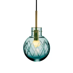 HADELAND GLASSVERK Taklamper|Krystallkuler-KRYSTALLKULE TAKLAMPE KRYSS BLÅGRØNN 160MM Blågrønn