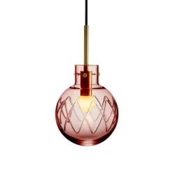 HADELAND GLASSVERK Taklamper|Krystallkuler-KRYSTALLKULE TAKLAMPE KRYSS MORGENRØD 160MM Morgenrød