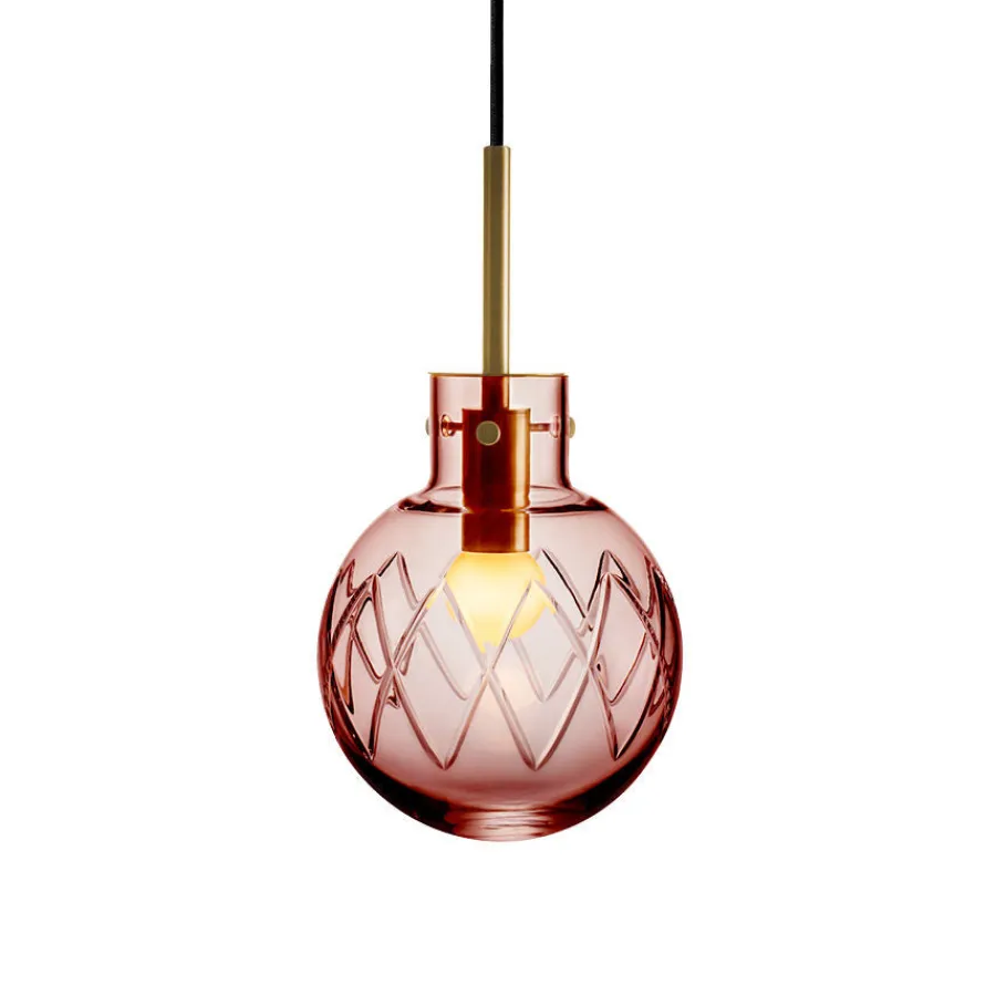 HADELAND GLASSVERK Taklamper|Krystallkuler-KRYSTALLKULE TAKLAMPE KRYSS MORGENRØD 160MM Morgenrød