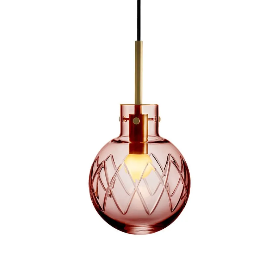 HADELAND GLASSVERK Taklamper|Krystallkuler-KRYSTALLKULE TAKLAMPE KRYSS MORGENRØD 160MM Morgenrød