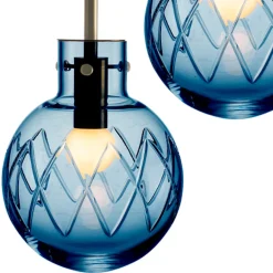 HADELAND GLASSVERK Taklamper|Krystallkuler-KRYSTALLKULE TAKLAMPE KRYSS STÅLBLÅ 120MM Stålblå