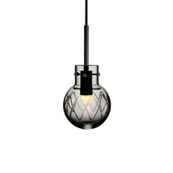 HADELAND GLASSVERK Taklamper|Krystallkuler-KRYSTALLKULE TAKLAMPE KRYSS RØKGRÅ 120MM Røkgrå