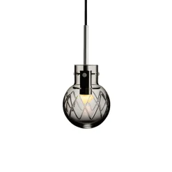 HADELAND GLASSVERK Taklamper|Krystallkuler-KRYSTALLKULE TAKLAMPE KRYSS RØKGRÅ 120MM Røkgrå