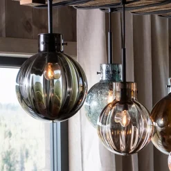 HADELAND GLASSVERK Taklamper|Krystallkuler-KRYSTALLKULE TAKLAMPE OPTIKK 160MM Kakao
