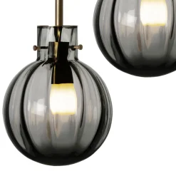 HADELAND GLASSVERK Taklamper|Krystallkuler-KRYSTALLKULE TAKLAMPE OPTIKK RØKGRÅ 160MM Røkgrå