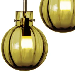 HADELAND GLASSVERK Taklamper|Krystallkuler-KRYSTALLKULE TAKLAMPE OPTIKK 160MM Oliven