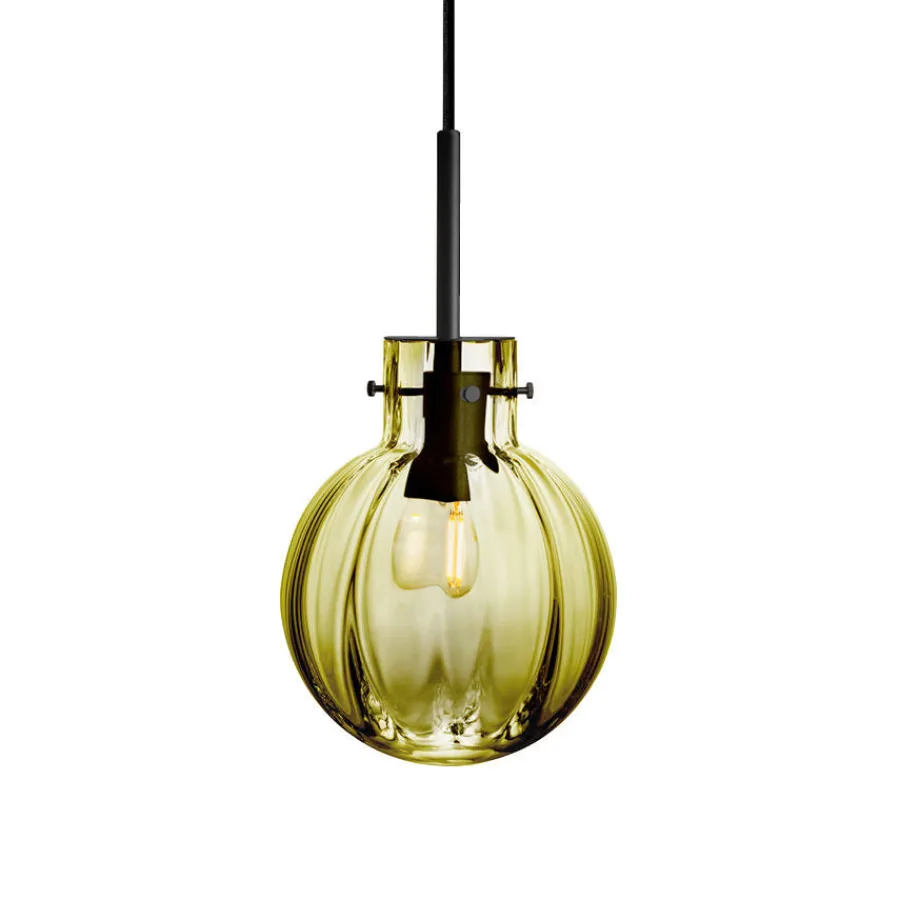 HADELAND GLASSVERK Taklamper|Krystallkuler-KRYSTALLKULE TAKLAMPE OPTIKK 160MM Oliven