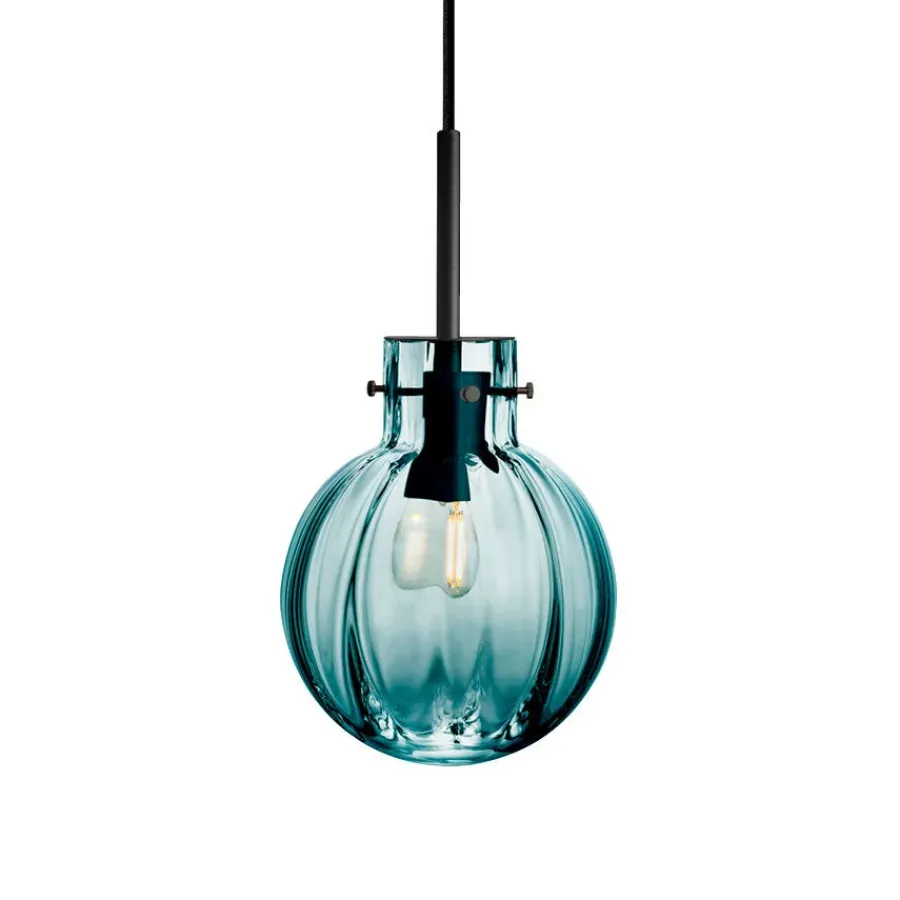 HADELAND GLASSVERK Taklamper|Krystallkuler-KRYSTALLKULE TAKLAMPE OPTIKK BLÅGRØNN 160MM Blågrønn