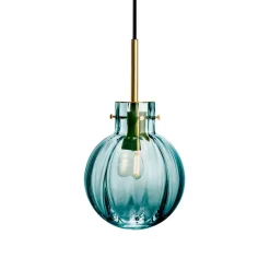 HADELAND GLASSVERK Taklamper|Krystallkuler-KRYSTALLKULE TAKLAMPE OPTIKK BLÅGRØNN 160MM Blågrønn
