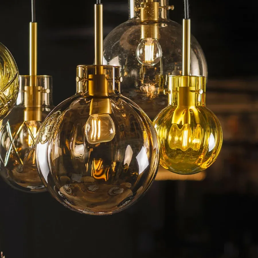 HADELAND GLASSVERK Taklamper|Krystallkuler-KRYSTALLKULE TAKLAMPE OPTIKK 120MM Oliven