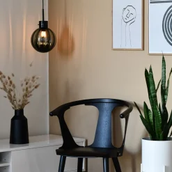 HADELAND GLASSVERK Taklamper|Krystallkuler-KRYSTALLKULE TAKLAMPE OPTIKK STÅLBLÅ 120MM Stålblå