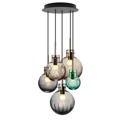 HADELAND GLASSVERK Taklamper|Krystallkuler-KRYSTALLKULE TAKLAMPE SKUMRING 5 STK Flerfarget