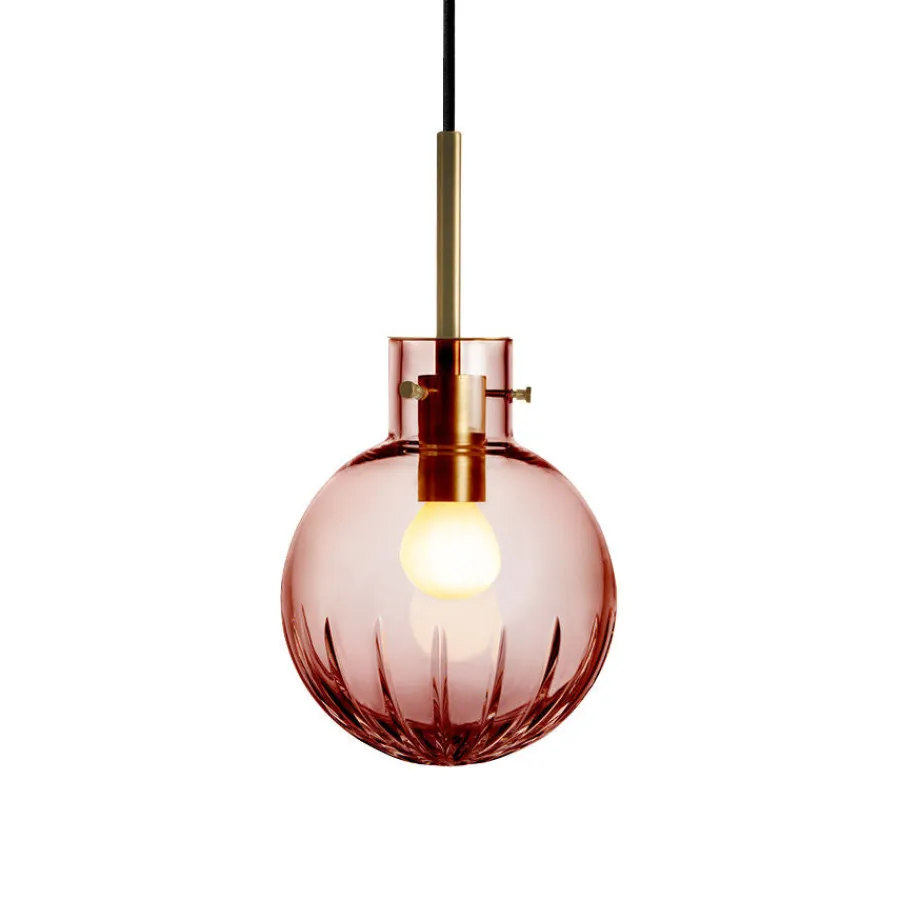 HADELAND GLASSVERK Taklamper|Krystallkuler-KRYSTALLKULE TAKLAMPE STOR STJERNE MORGENRØD 160MM Morgenrød