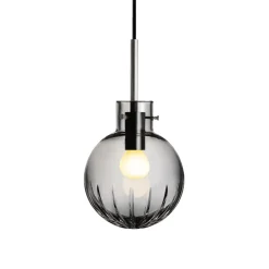 HADELAND GLASSVERK Taklamper|Krystallkuler-KRYSTALLKULE TAKLAMPE STOR STJERNE RØKGRÅ 160MM Røkgrå