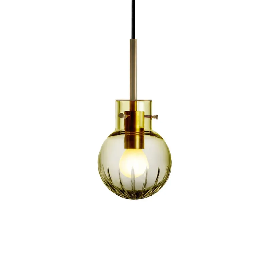 HADELAND GLASSVERK Taklamper|Krystallkuler-KRYSTALLKULE TAKLAMPE STOR STJERNE 120MM Oliven