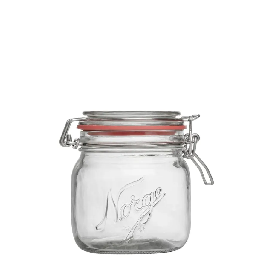NORGESGLASSET Oppbevaring Og Krukker-OPPBEVARINGSGLASS 0,4L HENGSLET LOKK Klar