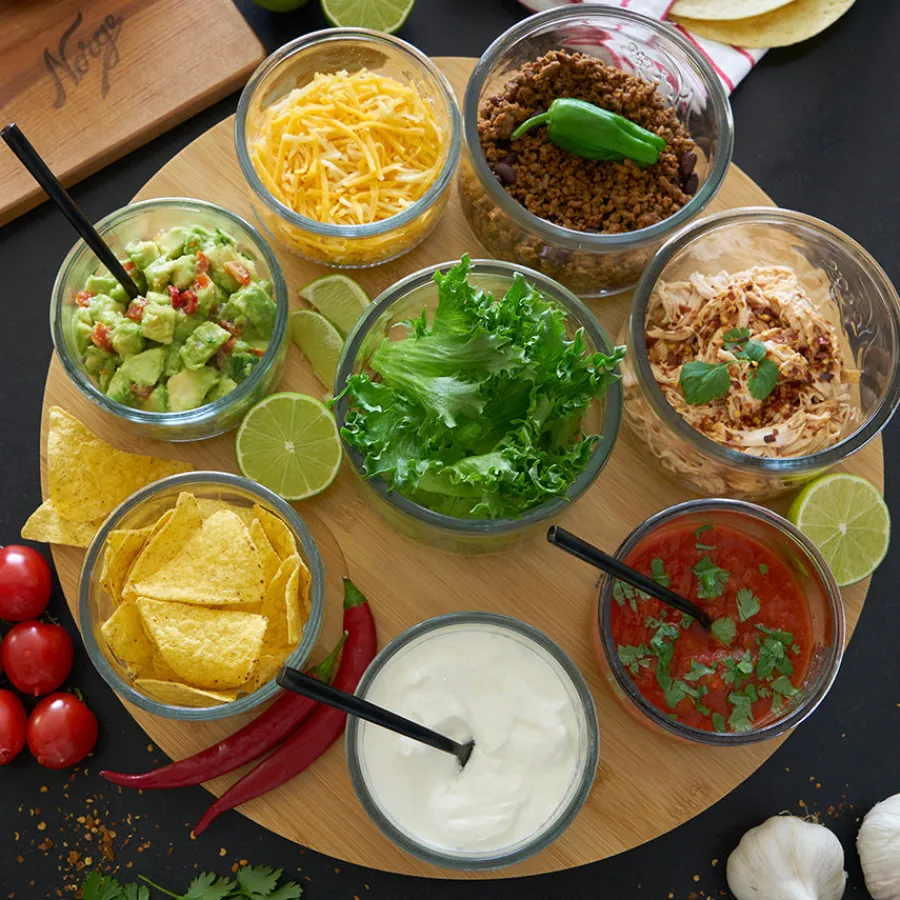 NORGESGLASSET Fat Og Serveringsfat-TACOSETT 8 DELER Klar