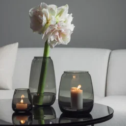 HADELAND GLASSVERK AS Vaser-SICCORI VASE 11 CM RØKGRÅ Røkgrå