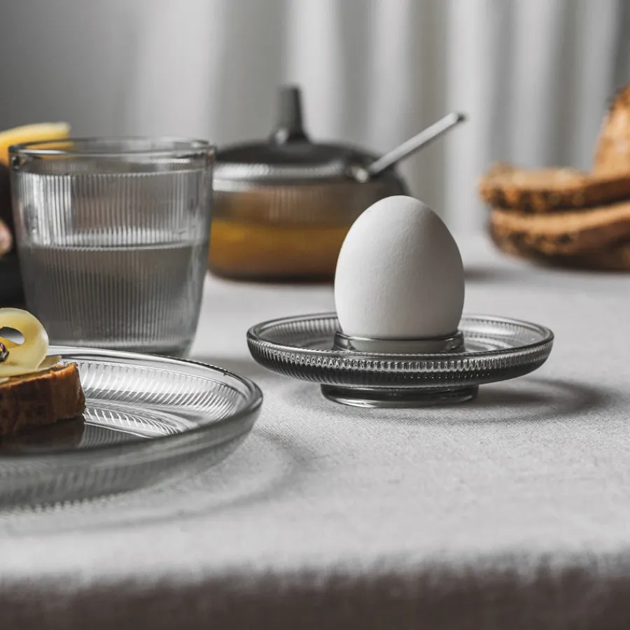HADELAND GLASSVERK AS Tallerken Og Servise-SIRI EGGEGLASS 4 PK RØKGRÅ Røkgrå