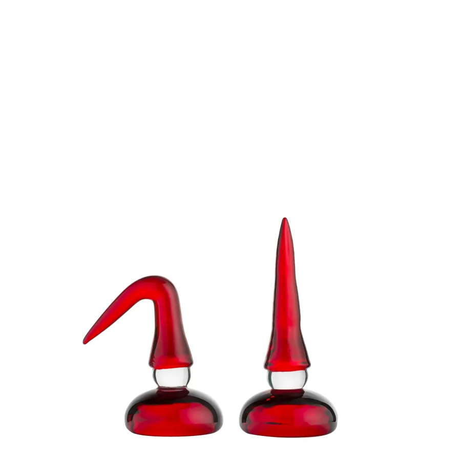 HADELAND GLASSVERK Julepynt-ST NIKOLAS NISSEBARN RØD 6,5 / 9 CM 2PK