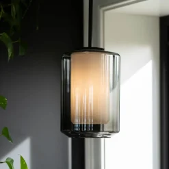 HADELAND GLASSVERK AS Taklamper|Arkivlamper-Taklampe 4245 og hvit Røkgrå