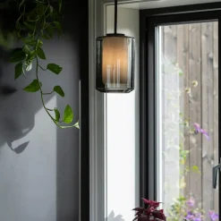HADELAND GLASSVERK AS Taklamper|Arkivlamper-Taklampe 4245 og hvit Røkgrå