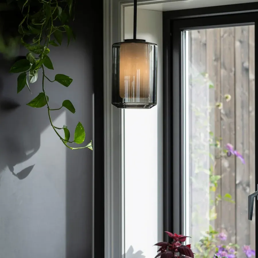 HADELAND GLASSVERK AS Taklamper|Arkivlamper-Taklampe 4245 og hvit Røkgrå