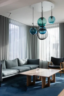 HADELAND GLASSVERK Taklamper|Arkivlamper-TAKLAMPE 4014 STÅLBLÅ