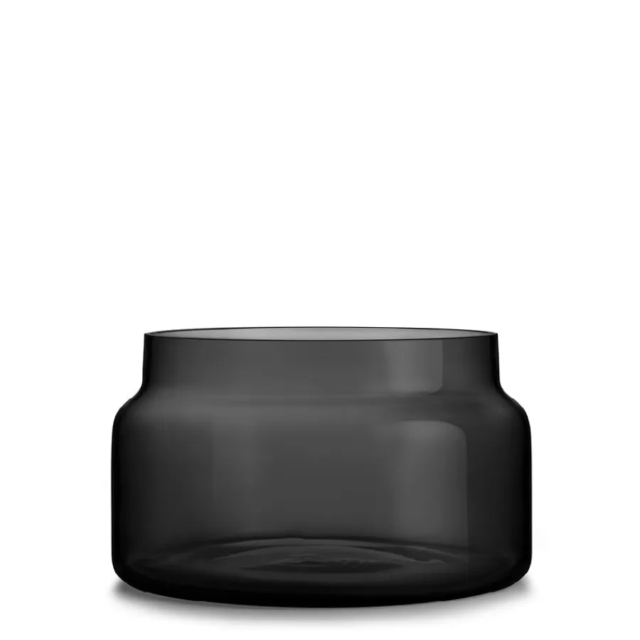 HADELAND GLASSVERK AS Vaser-TINDRE VASE/LYSLYKT RØKGRÅ 17,8 CM Røkgrå