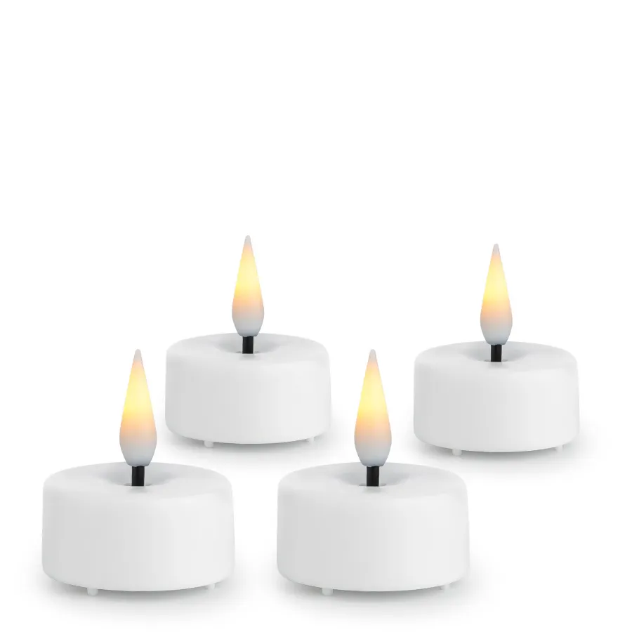 PORSGRUNDS PORSELÆNSFABRIK Lys Og Led-Lys-T-LYS LED 3,4X4,5 CM HVIT 4 PK M/BATTERI
